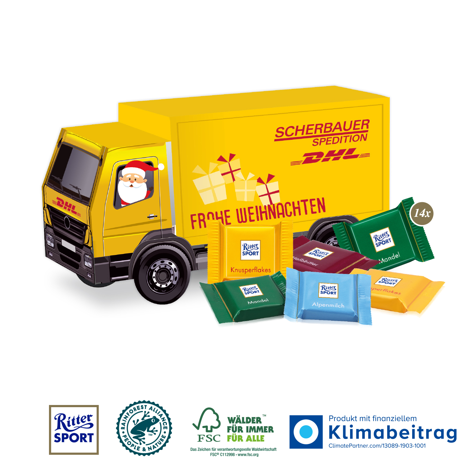 3D Präsent LKW Ritter SPORT Schokotäfelchen, inkl. 4-farbigem Druck 3D Präsent LKW Ritter SPORT Schokotäfelchen, inkl. 4-farbigem Druck