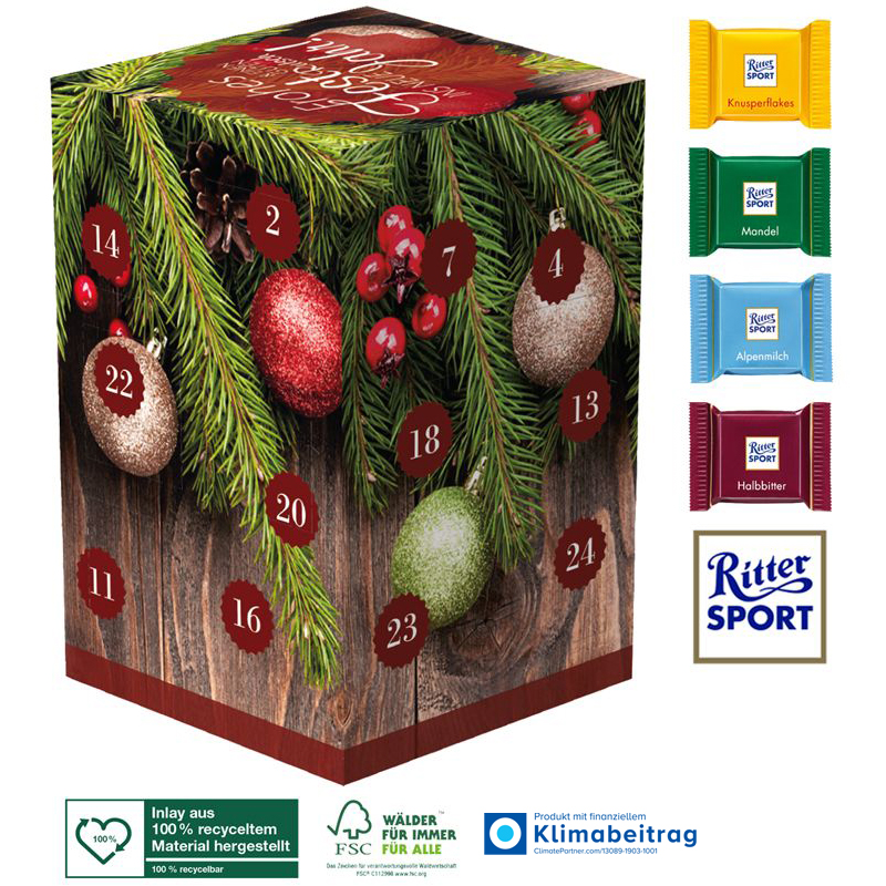 Adventskalender Cube XL Ritter SPORT, inkl. 4-farbigem Druck Adventskalender Cube XL Ritter SPORT, inkl. 4-farbigem Druck