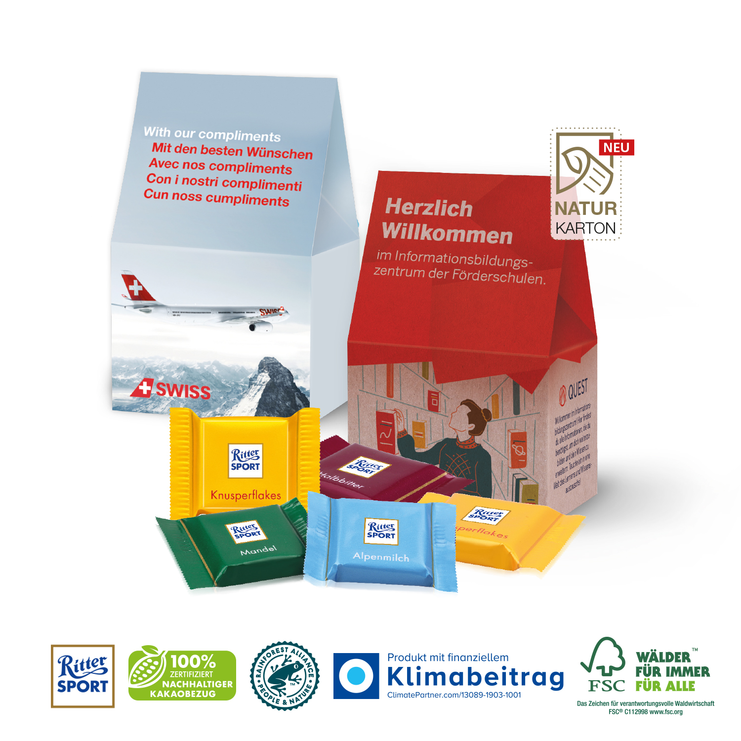 Businesspräsent Selection Mini Ritter SPORT, inkl. 4-farbigem Druck Businesspräsent Selection Mini Ritter SPORT, inkl. 4-farbigem Druck