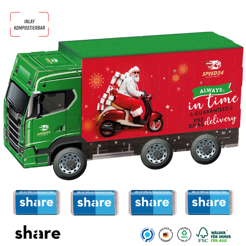 Adventskalender LKW  share, inkl. 4-farbigem Druck