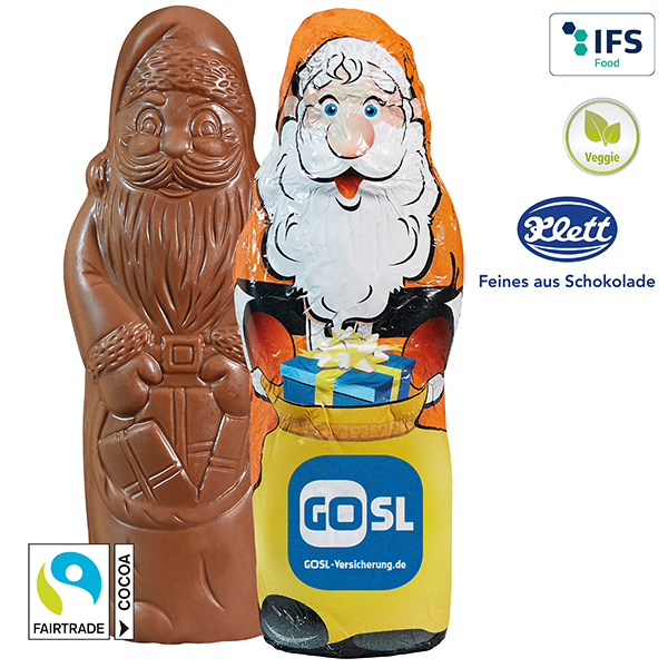 MAXI-Schoko-Weihnachtsmann 40 g,  inkl. 4-farbigem Druck