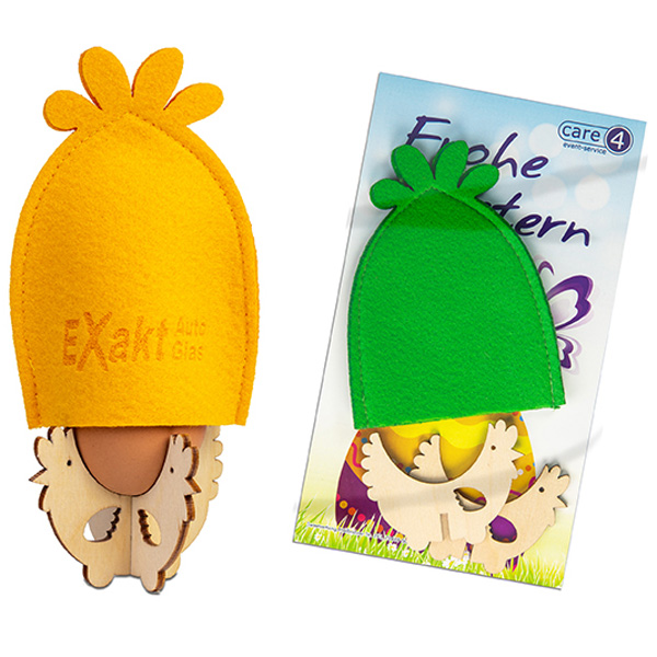 Frühstücksei-Set mit Eierwärmer, inkl. 4-farbigen Druck
