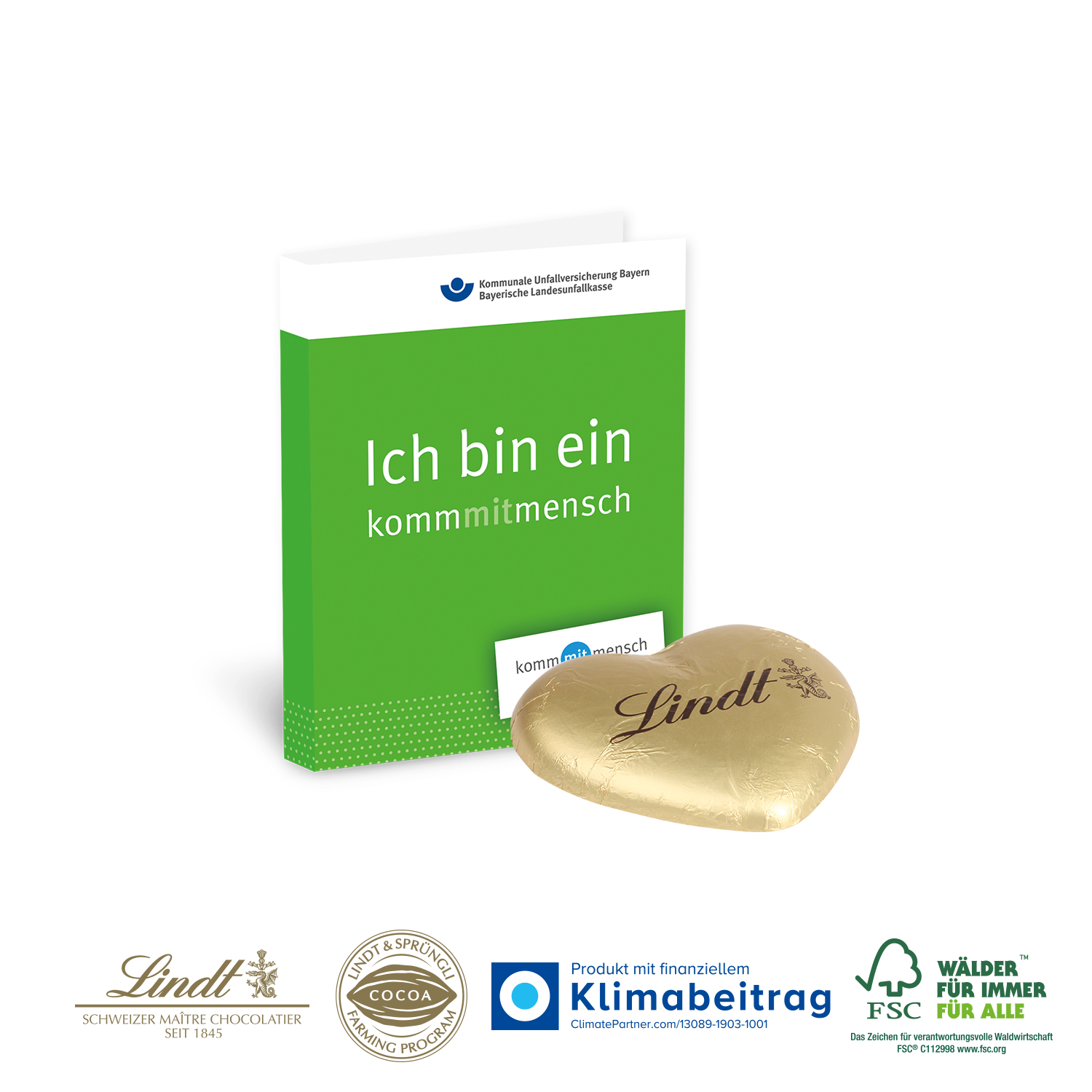 Werbe-Klappkarte mit Lindt Schokoherz 20 g, inkl. 4-farbigem Druck Werbe-Klappkarte mit Lindt Schokoherz 20 g, inkl. 4-farbigem Druck