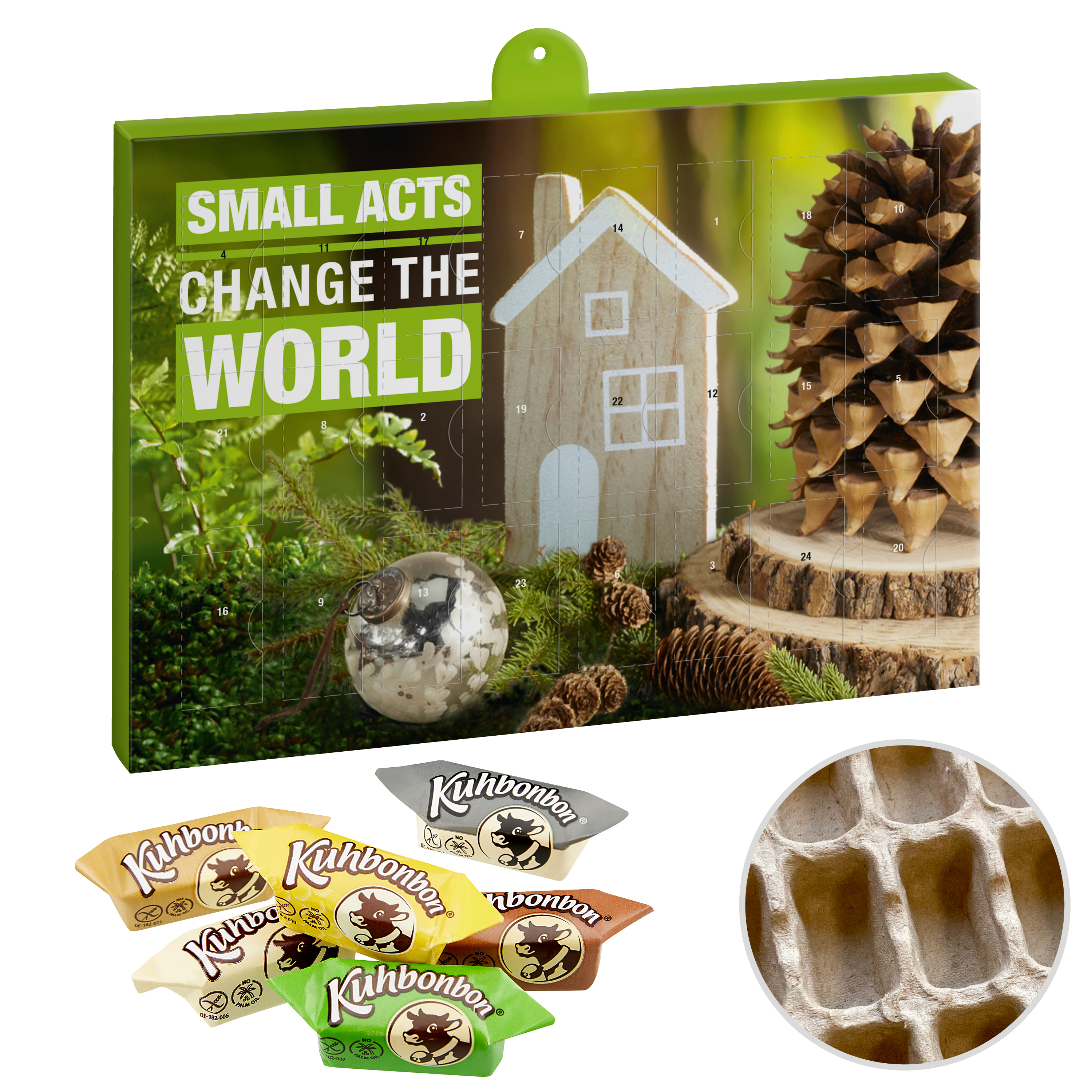 Premium Präsent-Adventskalender Eco Kuhbonbon, inkl. 4-farbigem Druck