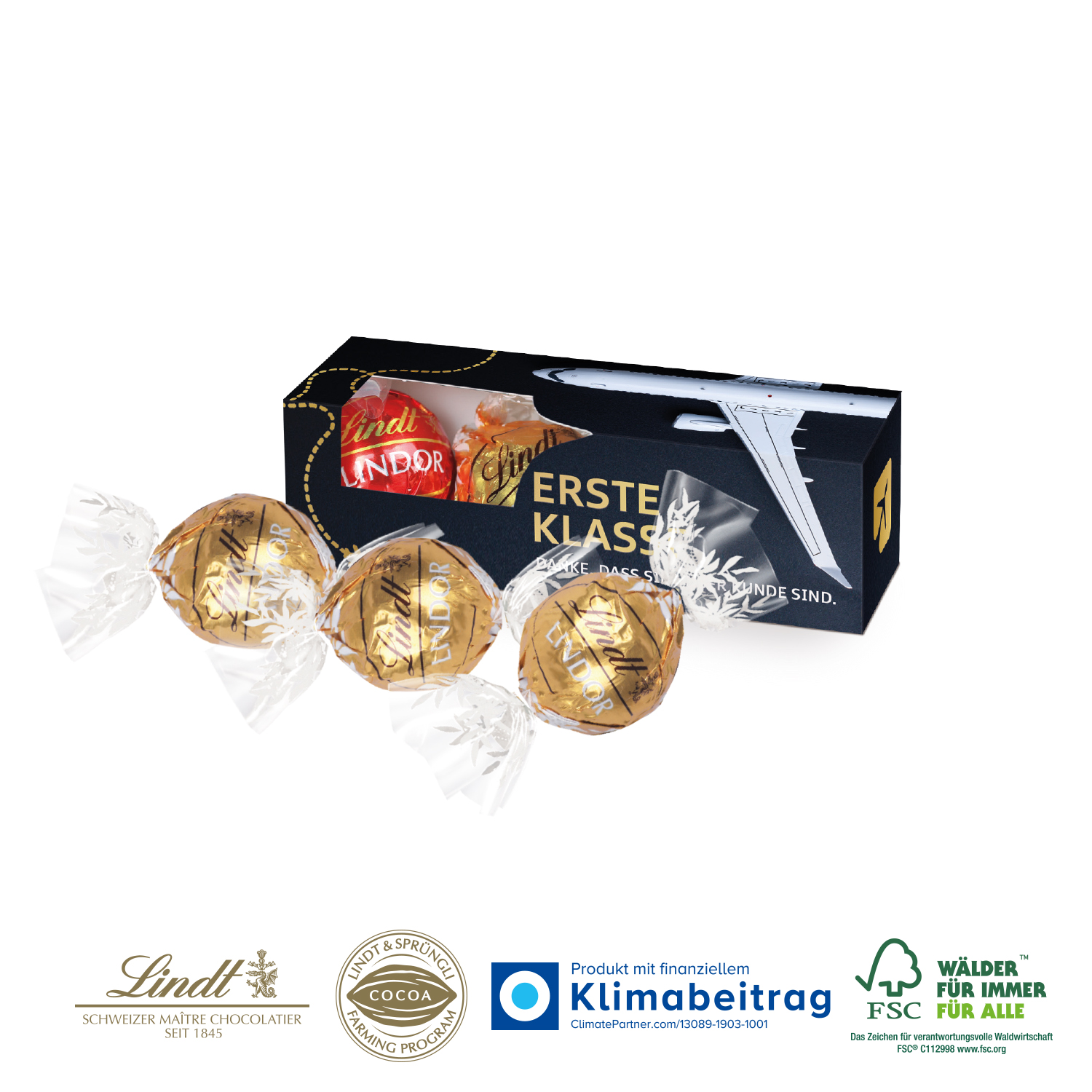 Lindt Lindor Präsent 3er, inkl. 4-farbigem Druck Lindt Lindor Präsent 3er, inkl. 4-farbigem Druck