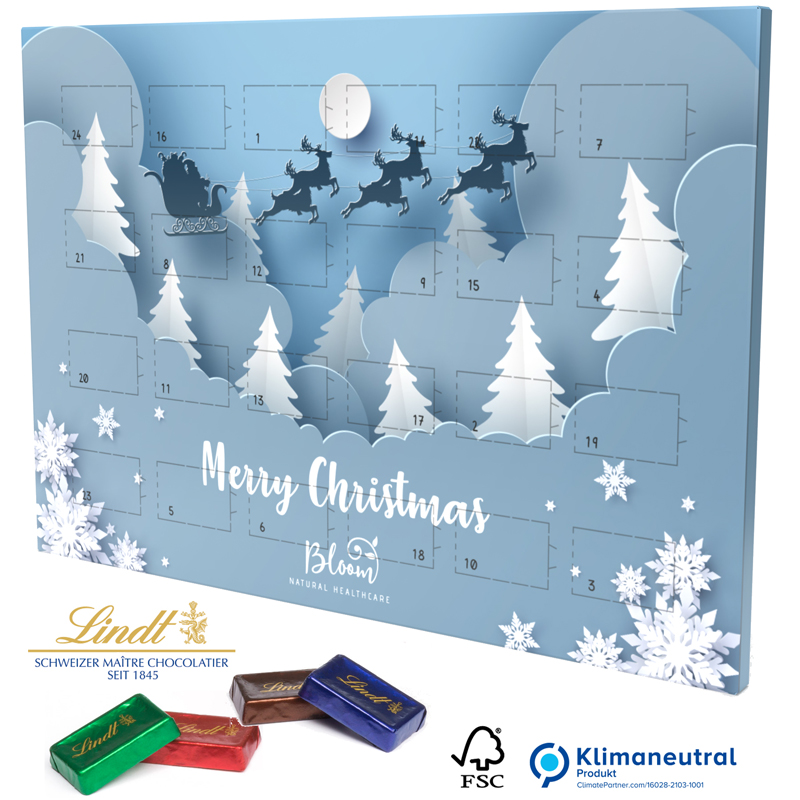 Lindt Adventskalender Naps DIN A4 Eco, inkl. 4-farbigem Druck Lindt Adventskalender Naps DIN A4 Eco, inkl. 4-farbigem Druck