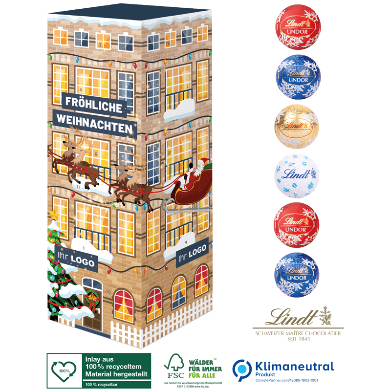 Adventskalender Lindt Turm, inkl. 4-farbigem Druck Adventskalender Lindt Turm, inkl. 4-farbigem Druck