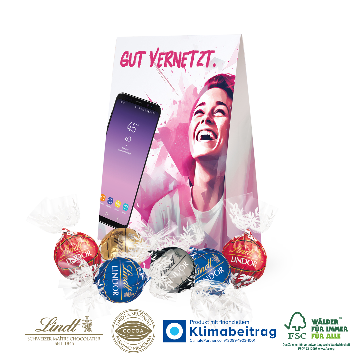 Werbetasche mit Lindt Lindor, inkl. 4-farbigem Druck Werbetasche mit Lindt Lindor, inkl. 4-farbigem Druck