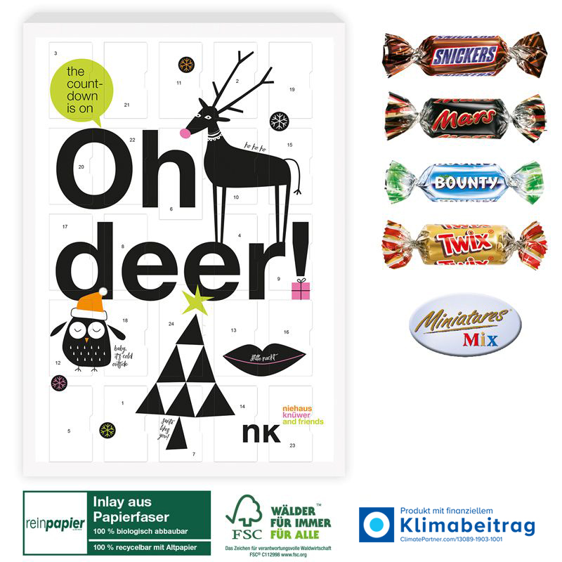 Adventskalender Mars® Miniatures® Mix Organic, inkl. 4-farbigem Druck Adventskalender Mars® Miniatures® Mix Organic, inkl. 4-farbigem Druck