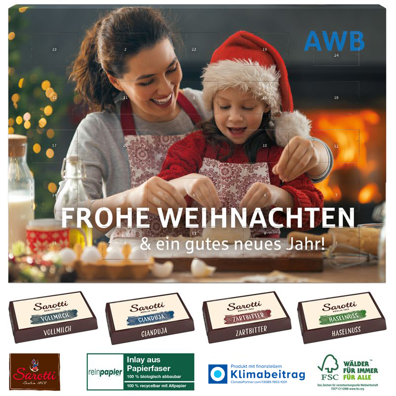 Wand-Adventskalender Organic Sarotti Business Exklusiv, inkl. 4-farbigem Druck Wand-Adventskalender Organic Sarotti Business Exklusiv, inkl. 4-farbigem Druck