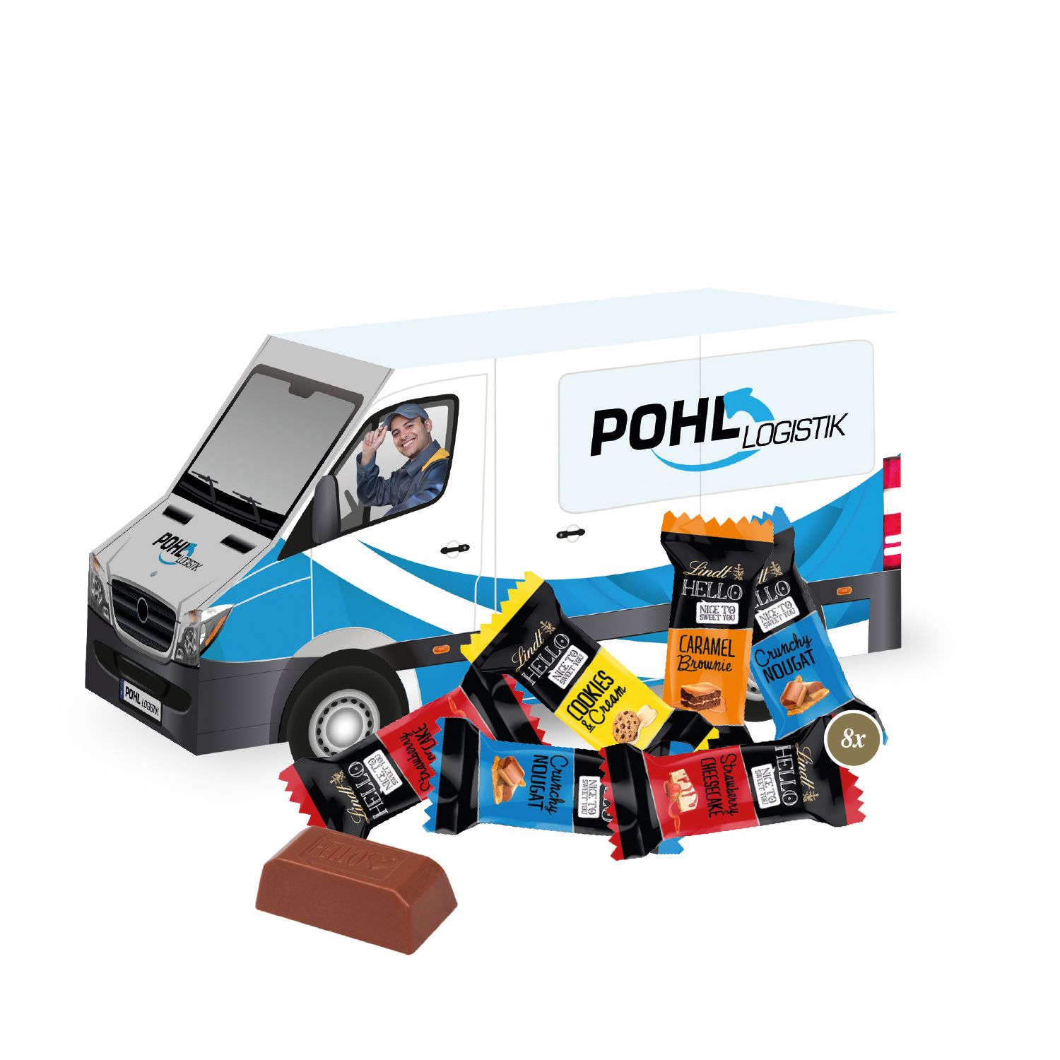3D Präsent Transporter Lindt HELLO Mini 3D Weihnachts Transporter Lindt HELLO Mini, inkl. 4-farbigem Druck