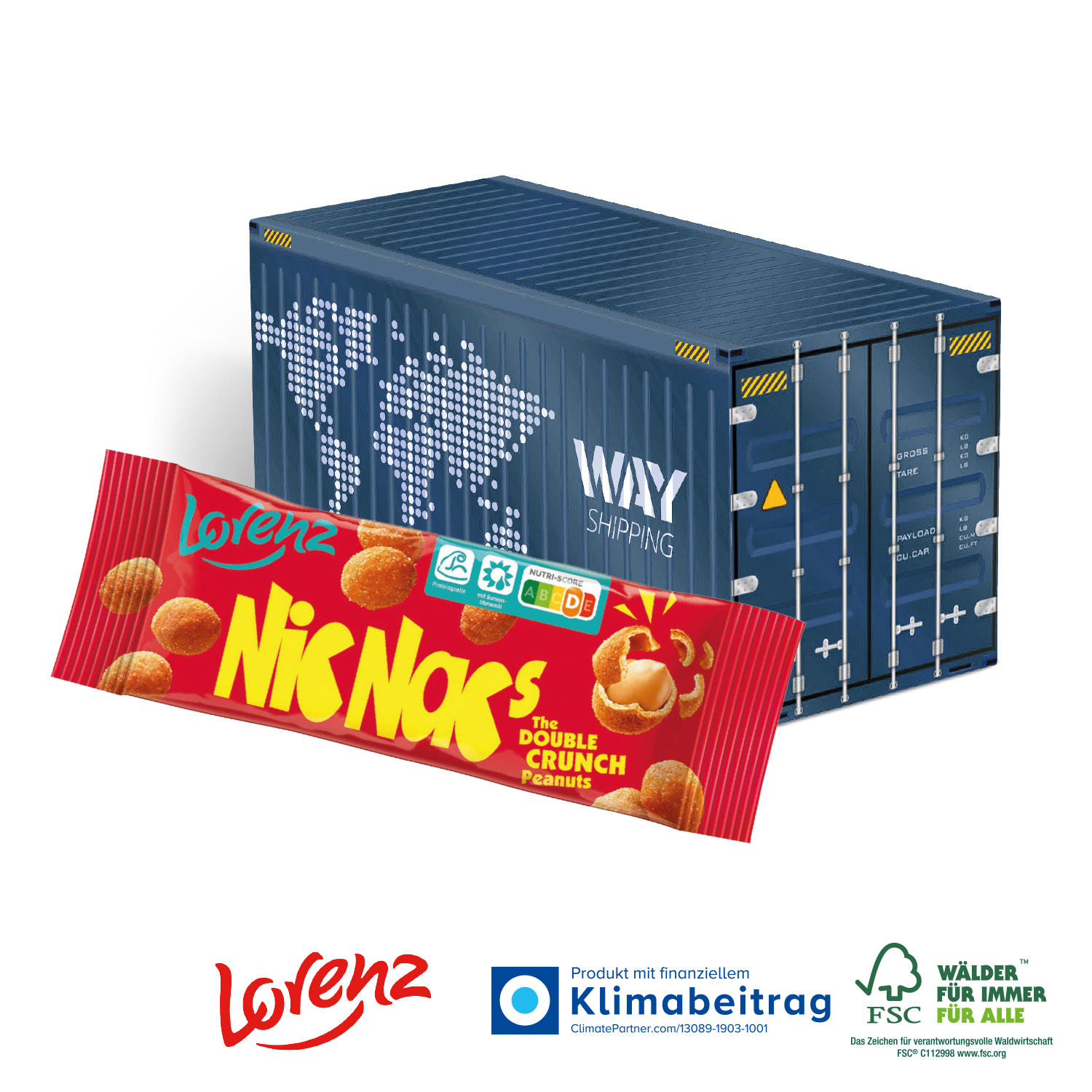 3D Präsent Container Lorenz Nic Nac´s, inkl. 4-farbigem Druck