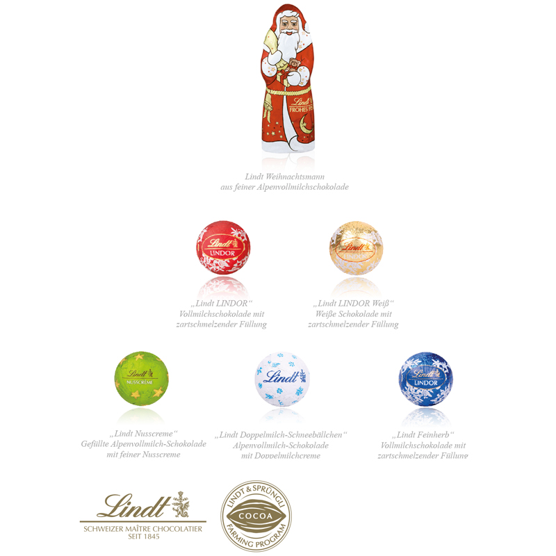 Adventskalender Organic Cube mit Lindt Minis & Weihnachtsmann, inkl. 4-farbigem Druck Adventskalender Organic Cube mit Lindt Minis & Weihnachtsmann, inkl. 4-farbigem Druck