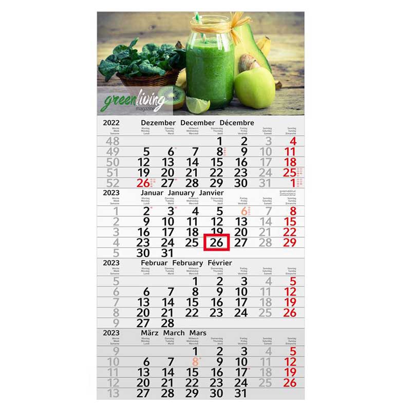 4-Monatskalender Budget 4 green+blue, inkl. 4-farbigem Digitaldruck