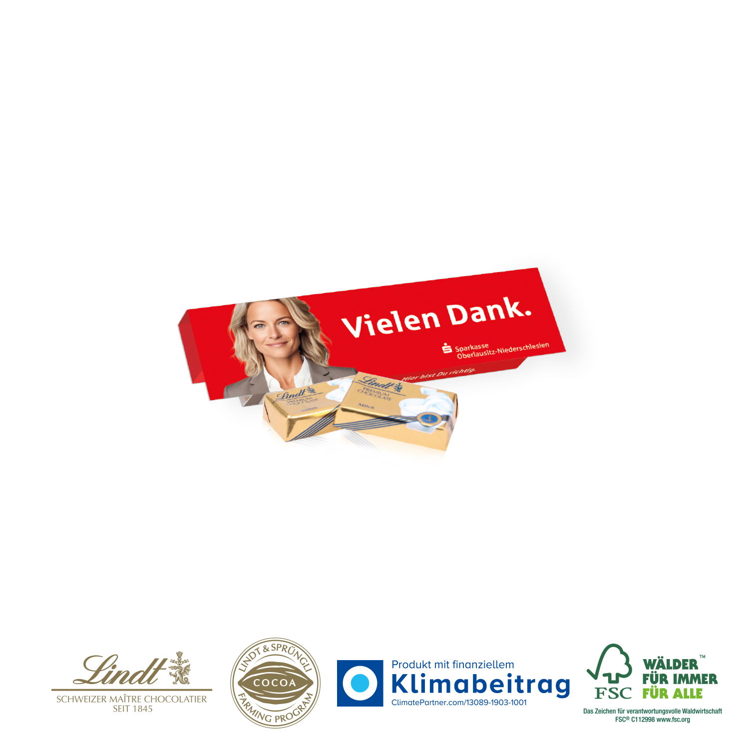 Lindt Schokotäfelchen 2er, inkl. 4-farbigem Druck
