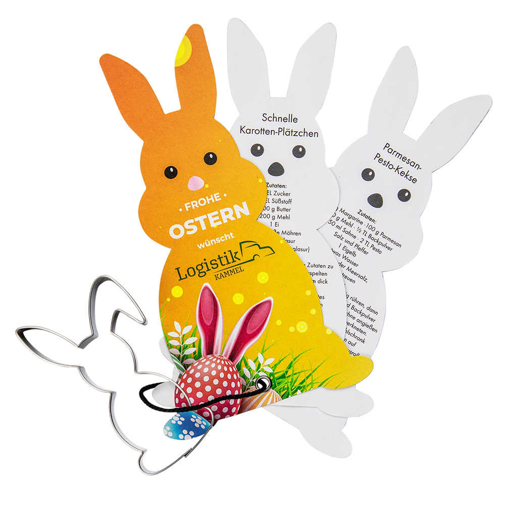 Backförmchen mit Rezeptblock Hase, inkl. 4-farbigem Druck 