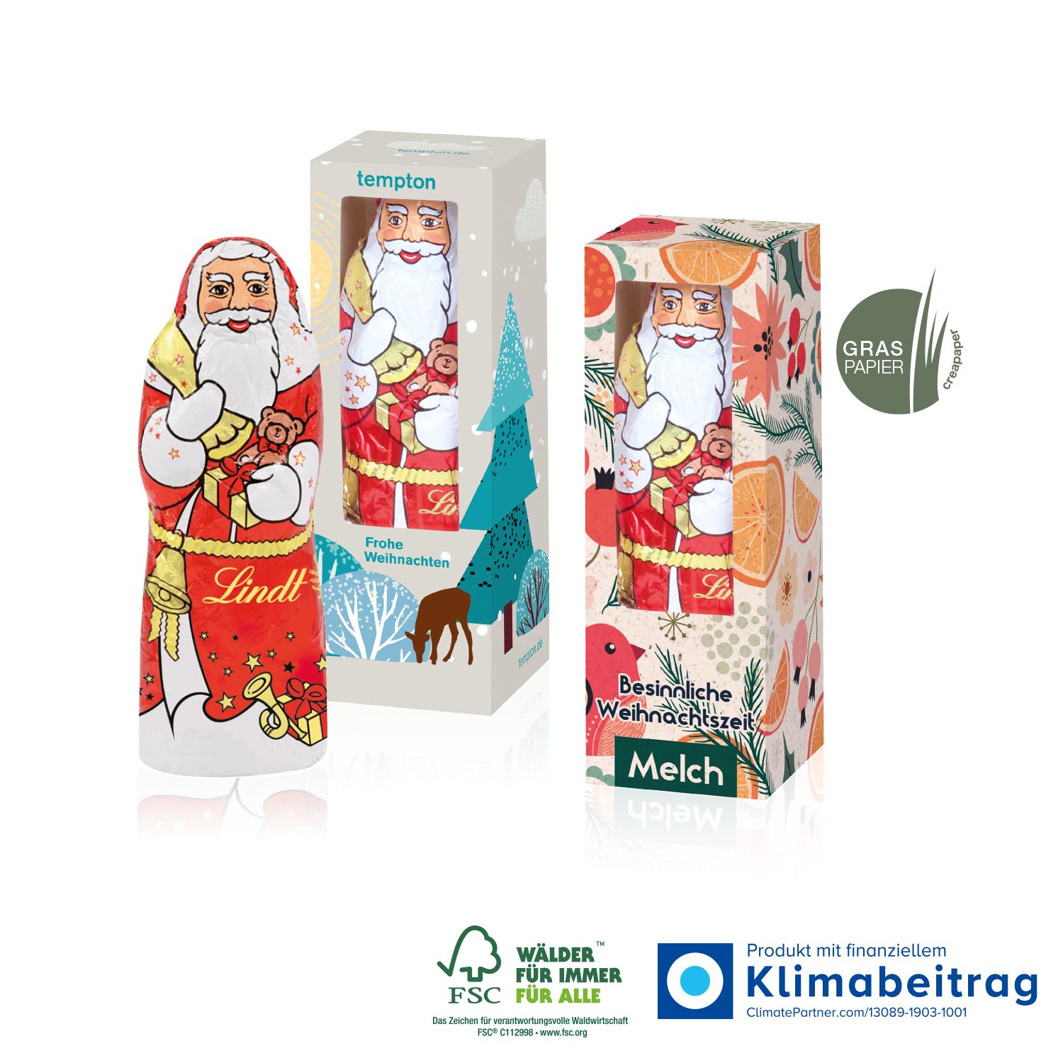 Weihnachtsmann von Lindt 40 g, inkl. 4-farbigem Druck
