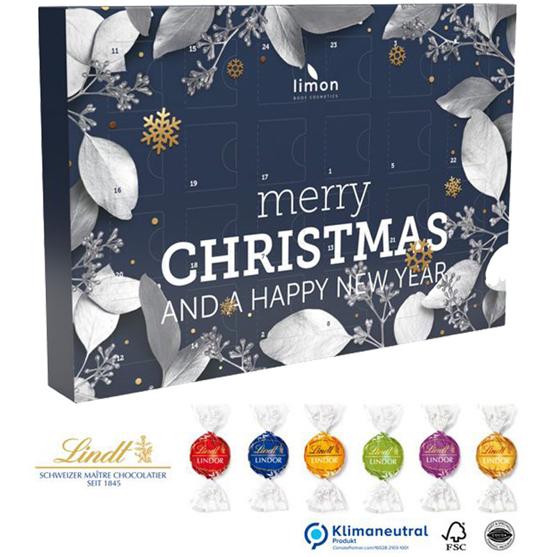 Adventskalender Multi Eco Lindt Lindor (Komplett aus Papier), inkl. 4-farbigem Druck