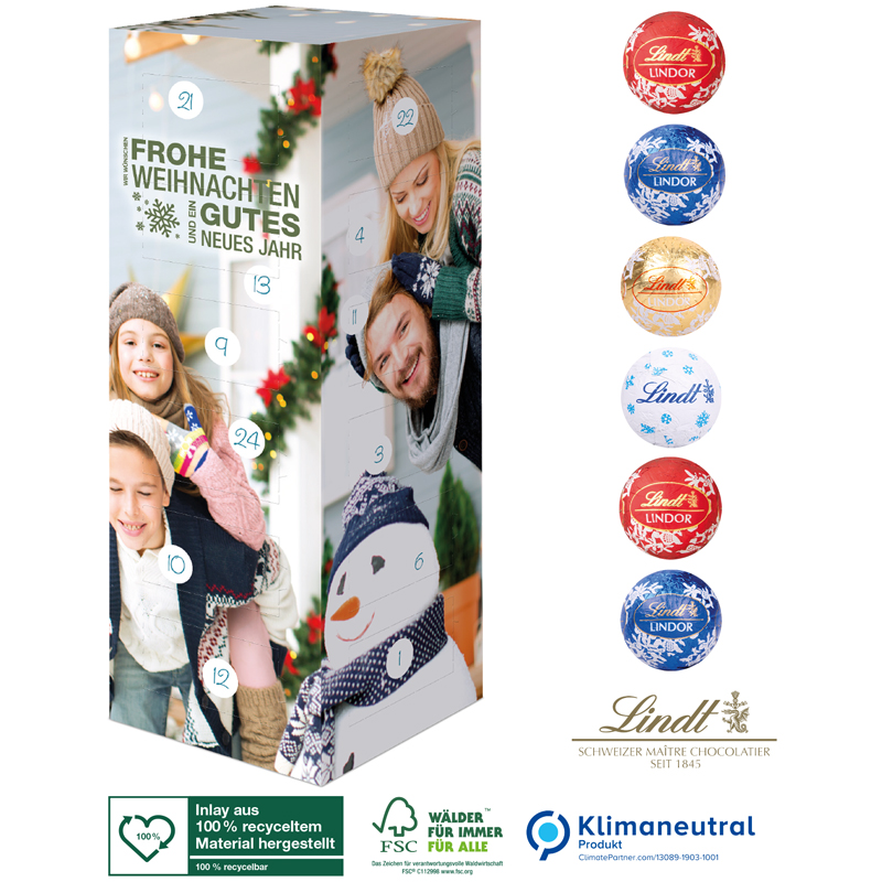 Adventskalender Lindt Turm, inkl. 4-farbigem Druck Adventskalender Lindt Turm, inkl. 4-farbigem Druck
