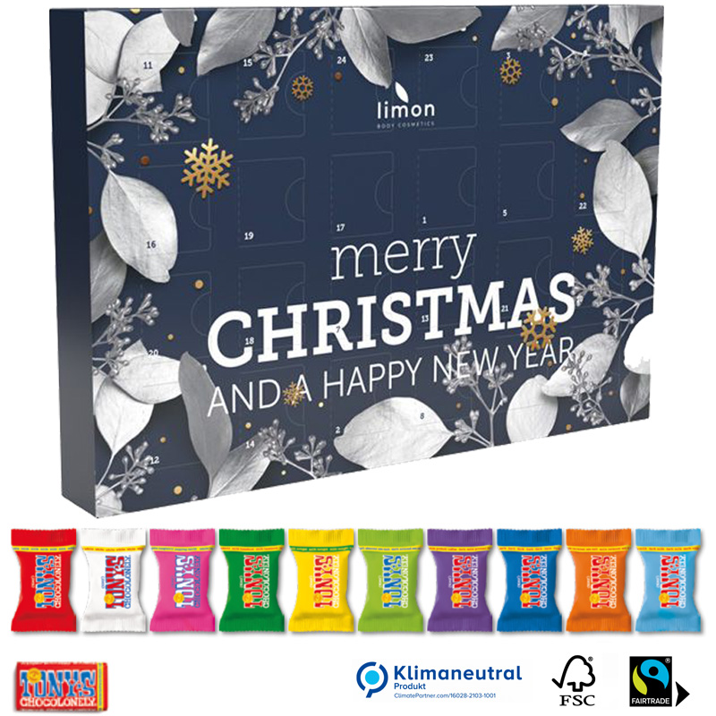 Adventskalender Multi Eco Tiny Tony´s Chocolonely (komplett aus Papier), inkl. 4-farbigem Druck