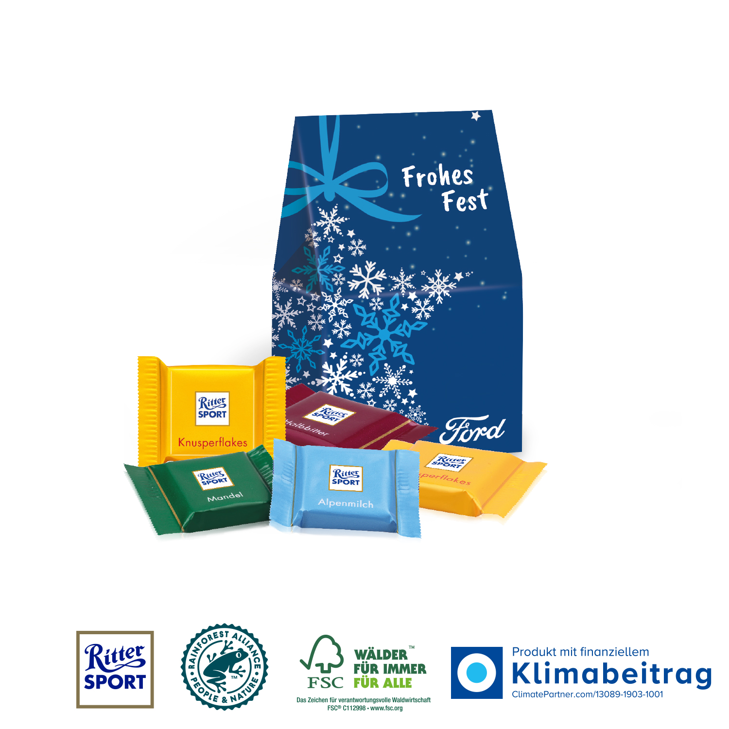 Präsent „Christmas Minis“ mit Ritter SPORT, inkl. 4-farbigem Druck Präsent „Christmas Minis“ mit Ritter SPORT, inkl. 4-farbigem Druck