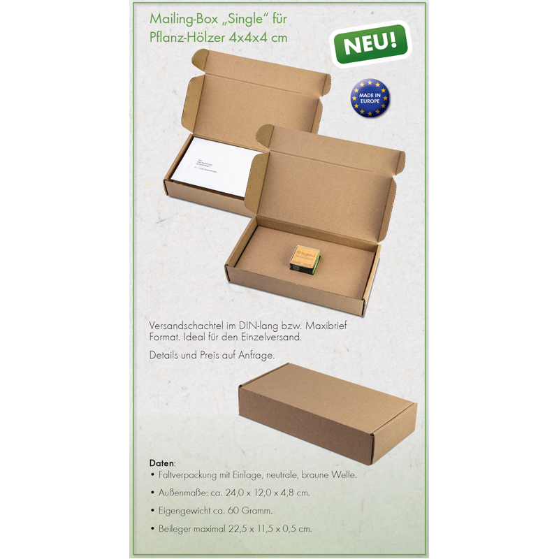Pflanz-Würfel aus Holz, inkl. 4-farbigem Druck Pflanz-Würfel aus Holz, inkl. 4-farbigem Druck