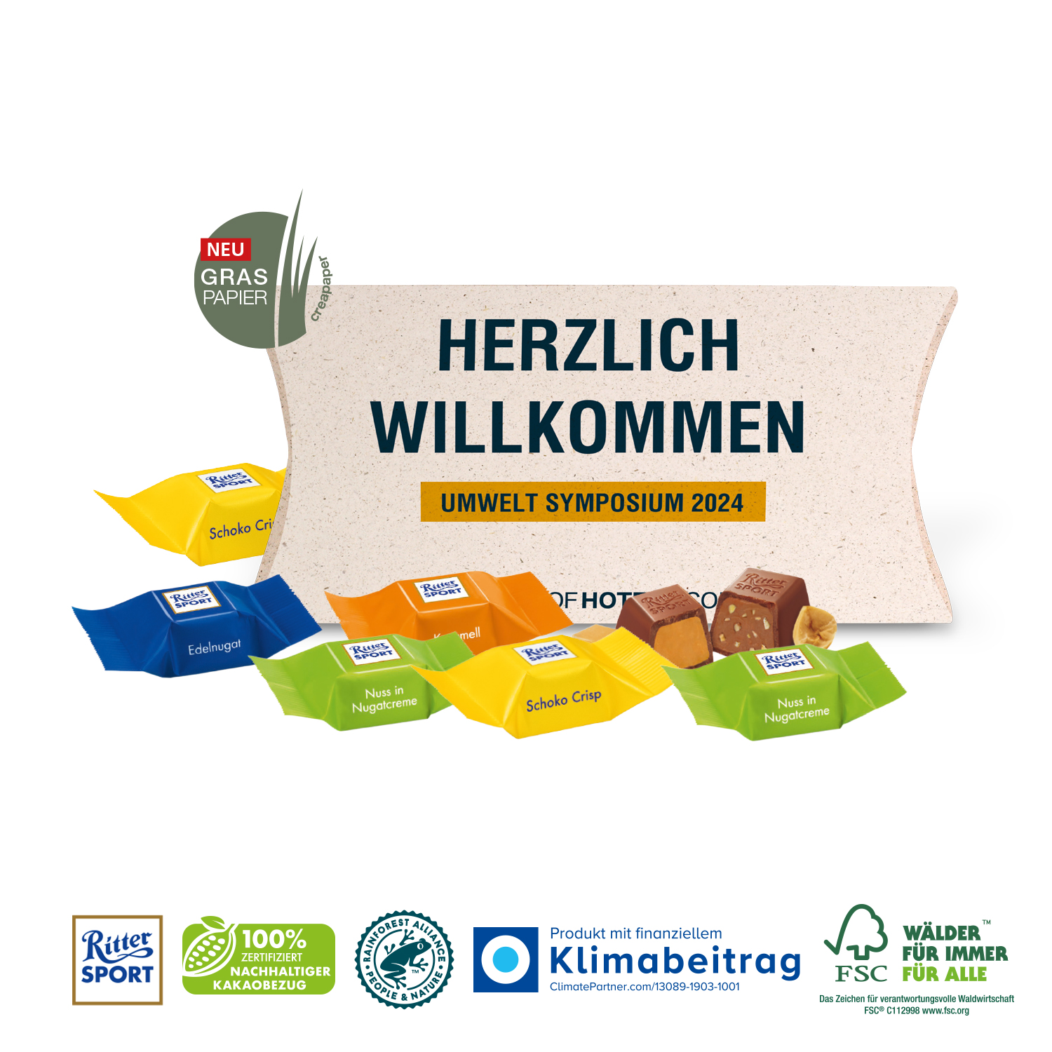 Kissenverpackung „Creative“ mit Ritter SPORT, inkl. 4-farbigem Druck Kissenverpackung „Creative“ mit Ritter SPORT, inkl. 4-farbigem Druck
