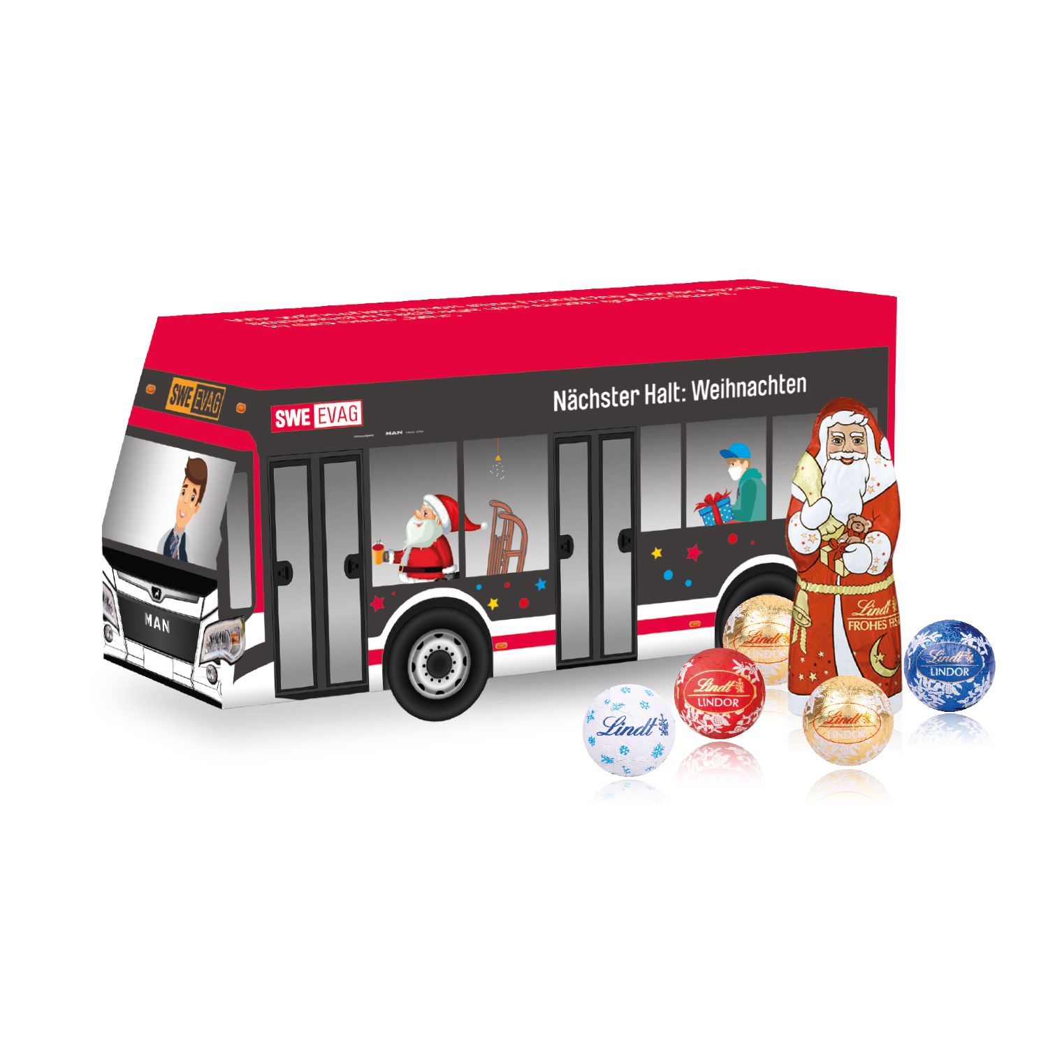 3D Weihnachts-Express Bus Lindt, inkl. 4-farbigem Druck
