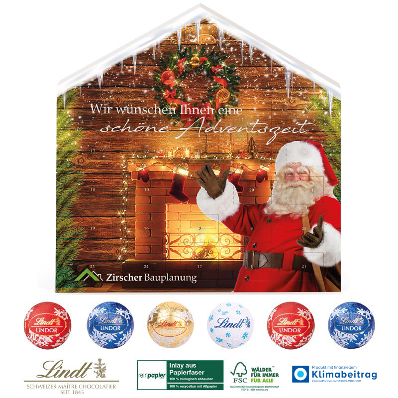 Adventskalender Organic Lindt Weihnachtshaus, inkl. 4-farbigem Druck Adventskalender Organic Lindt Weihnachtshaus, inkl. 4-farbigem Druck