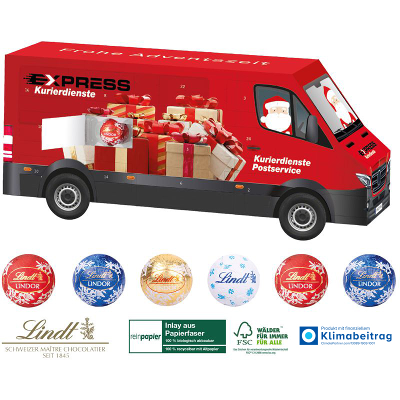 3D Adventskalender Lindt Transporter Organic, inkl. 4-farbigem Druck