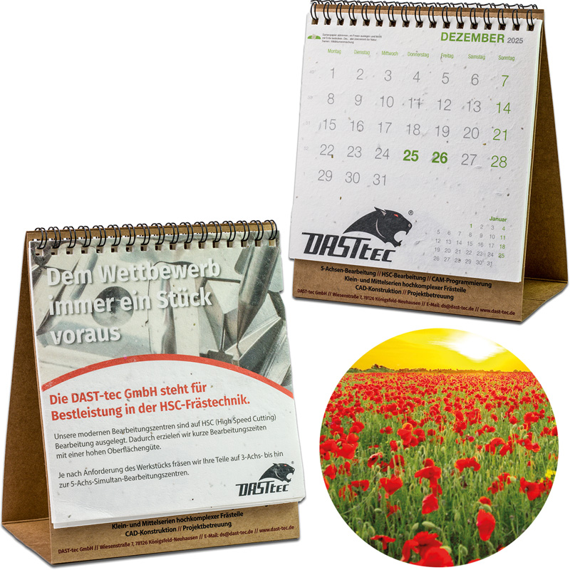 Samenpapier Tischkalender, inkl. 4-farbigem Druck Samenpapier Tischkalender, inkl. 4-farbigem Druck