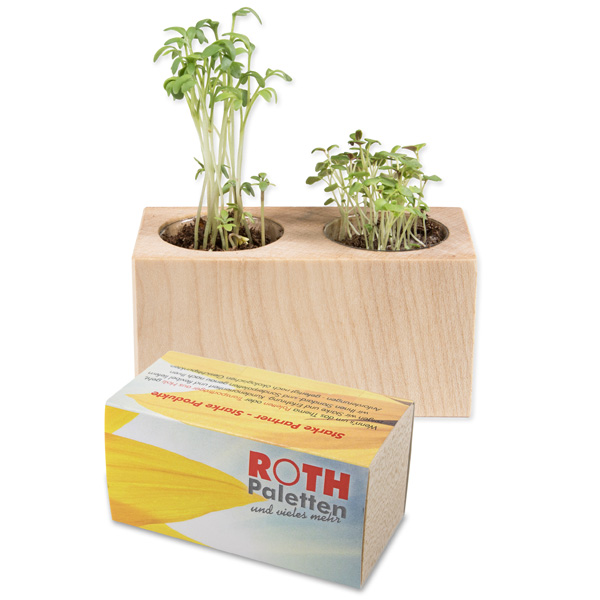Pflanz-Holz 2er-Set, inkl. 4-farbigem Druck Pflanz-Holz 2er-Set, inkl. 4-farbigem Druck