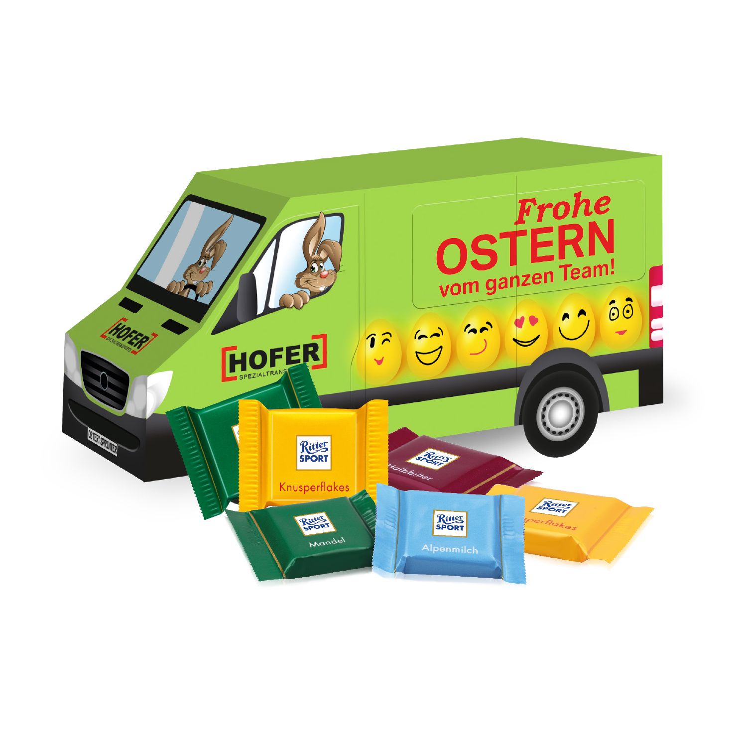Oster-Transporter Ritter SPORT, inkl. 4-farbigem Druck Oster-Transporter Ritter SPORT, inkl. 4-farbigem Druck