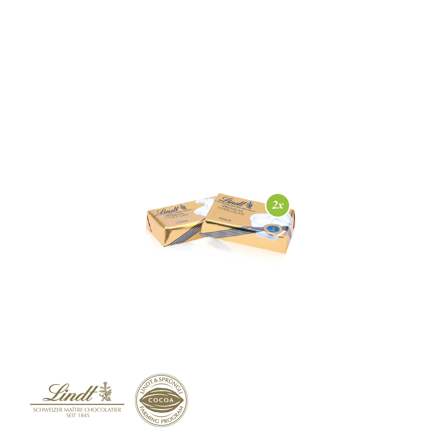 Lindt Schokotäfelchen 2er, inkl. 4-farbigem Druck Lindt Schokotäfelchen 2er, inkl. 4-farbigem Druck