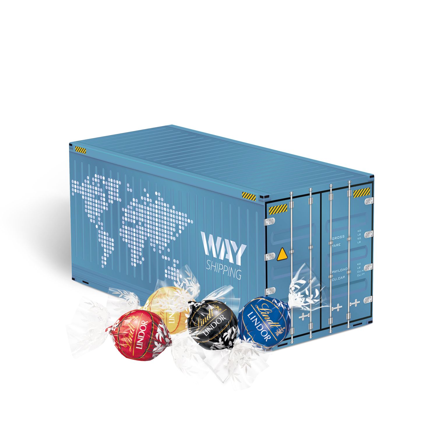 Weihnachts-Container Lindt Lindor Pralinés 3D Weihnachts-Container Lindt Lindor Pralinés, inkl. 4-farbigem Druck
