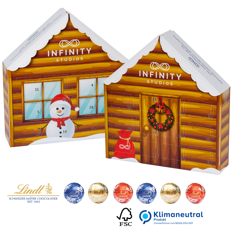 Lindt Lindor Adventskalender Haus ECO, inkl. 4-farbigem Druck
