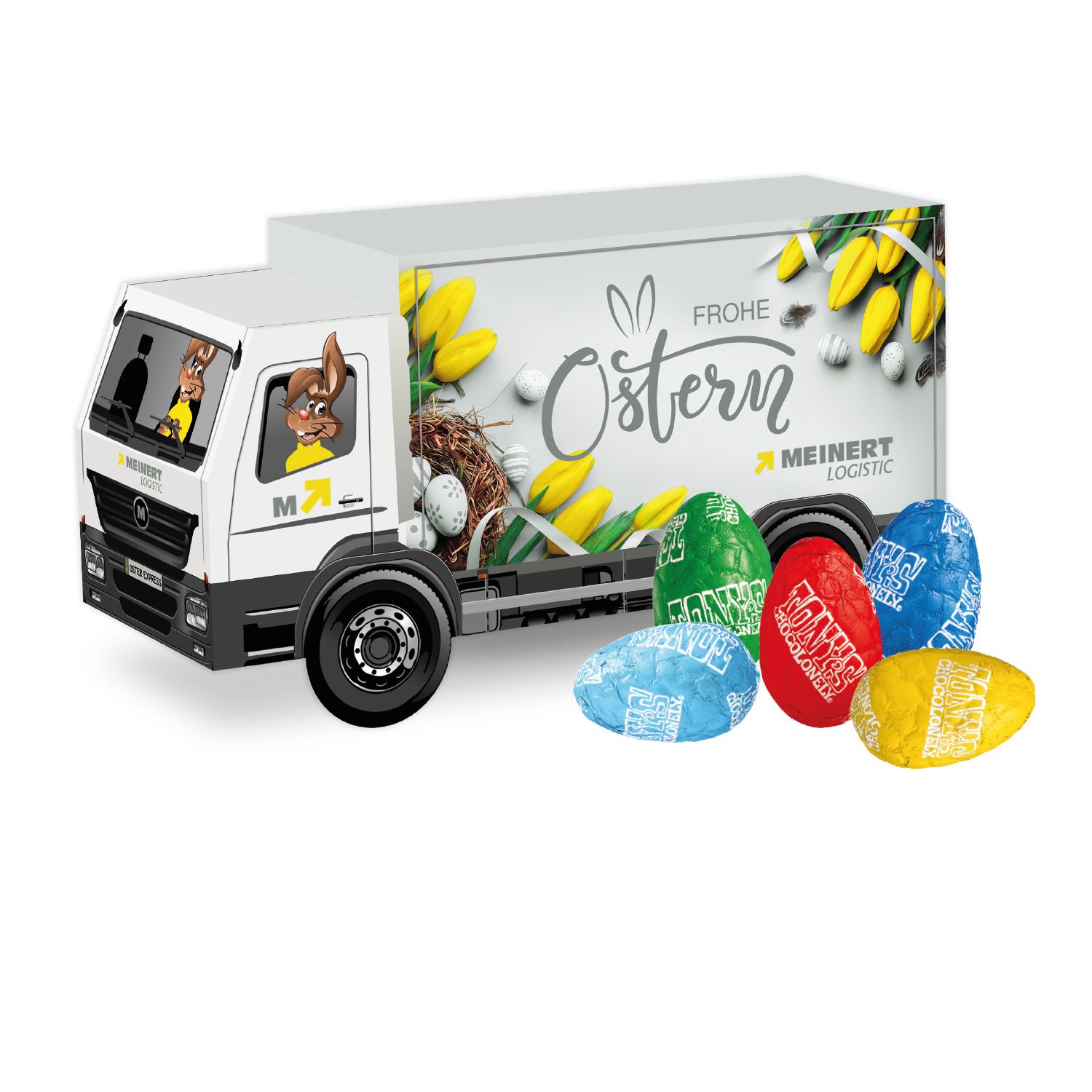 Oster-LKW Tony‘s Ostereier, inkl. 4-farbigem Druck Oster-LKW Tony‘s Ostereier, inkl. 4-farbigem Druck