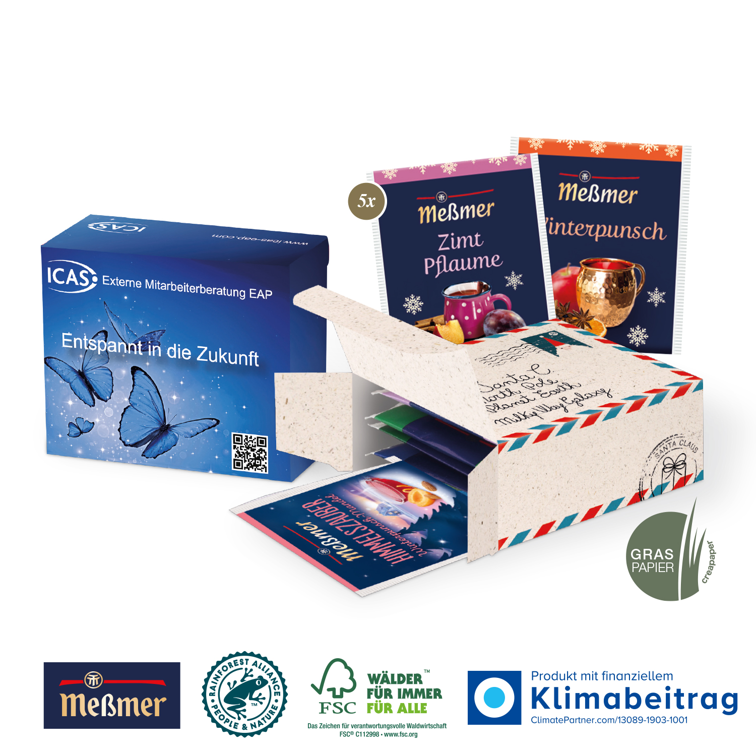 Premium-Tee von Meßmer in der Werbebox, inkl. 4-farbigem Druck