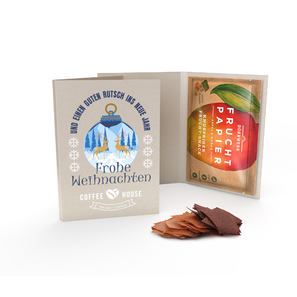 Dörrwerk Fruchtpapier in Werbeklappkarte, inkl. 4-farbigem Druck
