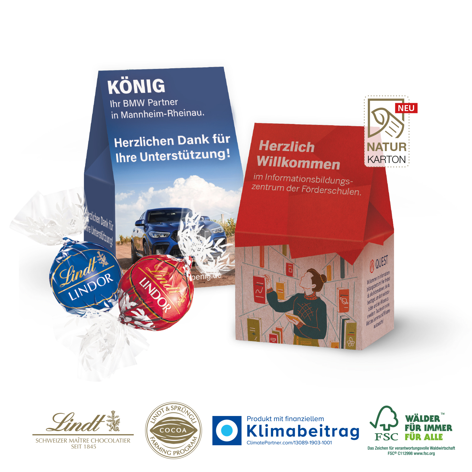 Businesspräsent Selection Mini Lindt Lindor, inkl. 4-farbigem Druck Businesspräsent Selection Mini Lindt Lindor, inkl. 4-farbigem Druck