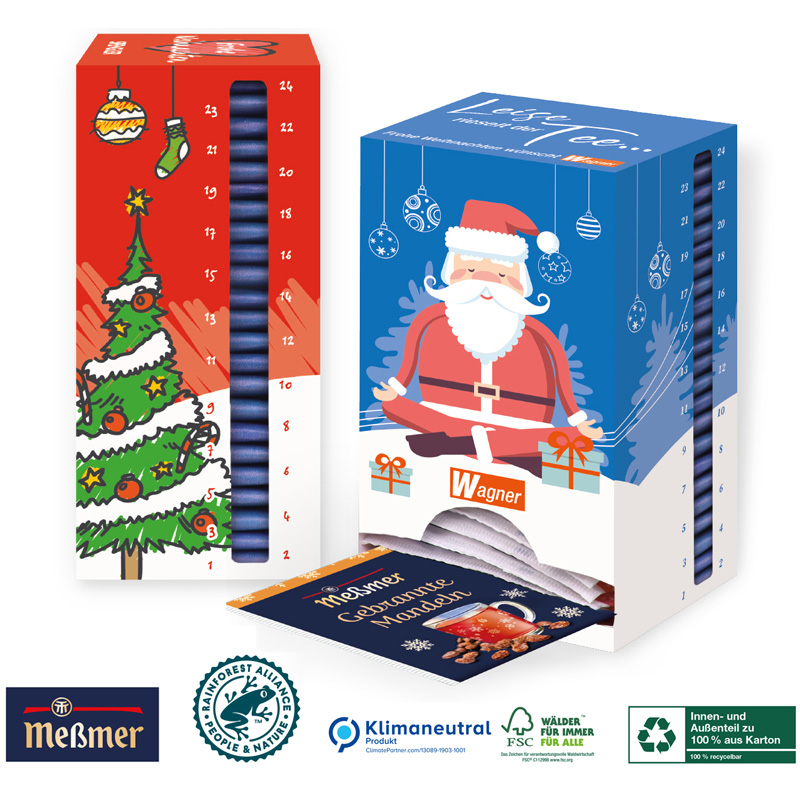 Adventskalender Tee-Turm, inkl. 4-farbigem Druck