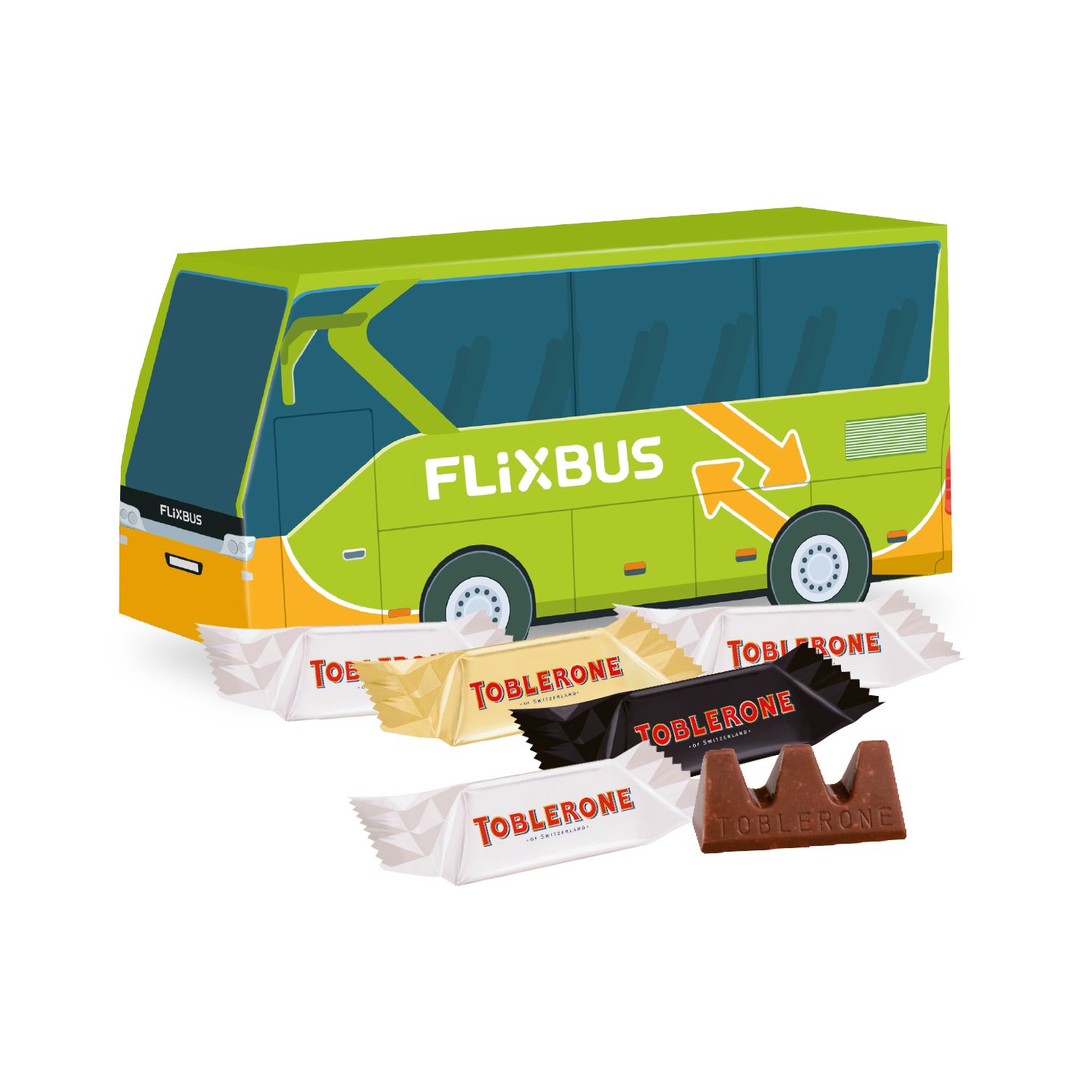 3D Präsent Bus TOBLERONE Minis, inkl. 4-farbigem Druck