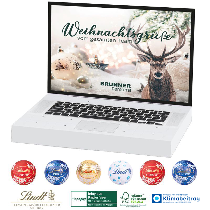 Adventskalender Organic Laptop Lindt Minis, inkl. 4-farbigem Druck Adventskalender Organic Laptop Lindt Minis, inkl. 4-farbigem Druck