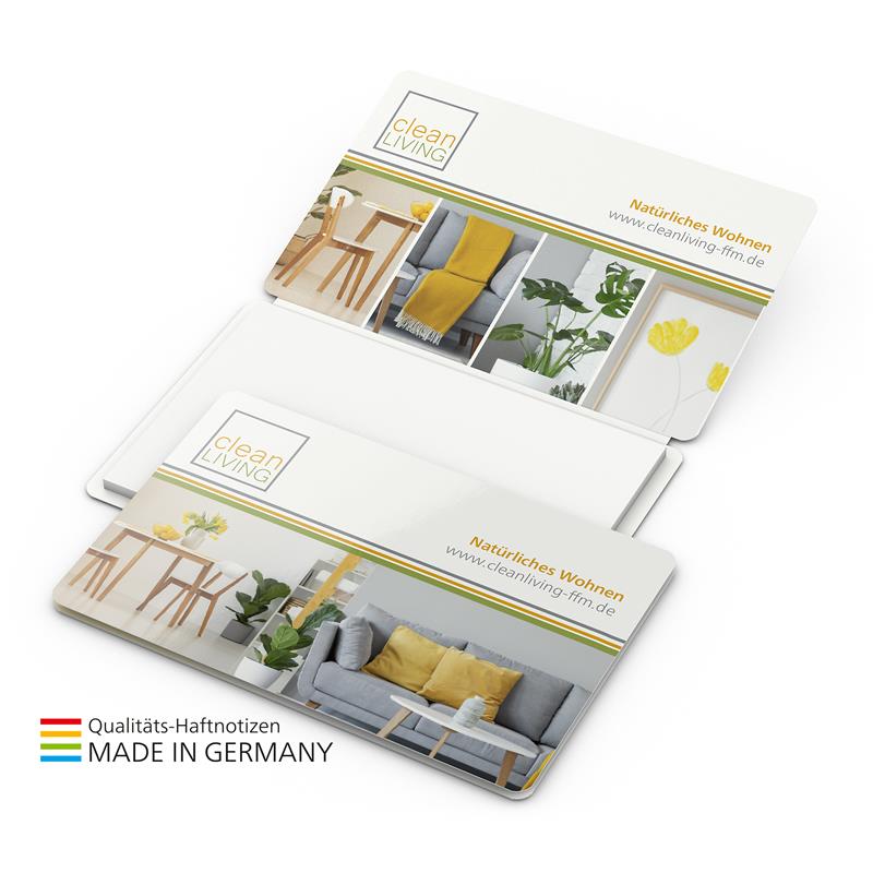 Multi-Card Haftnotiz White green+blue , inkl. 4-farbigem Druck 