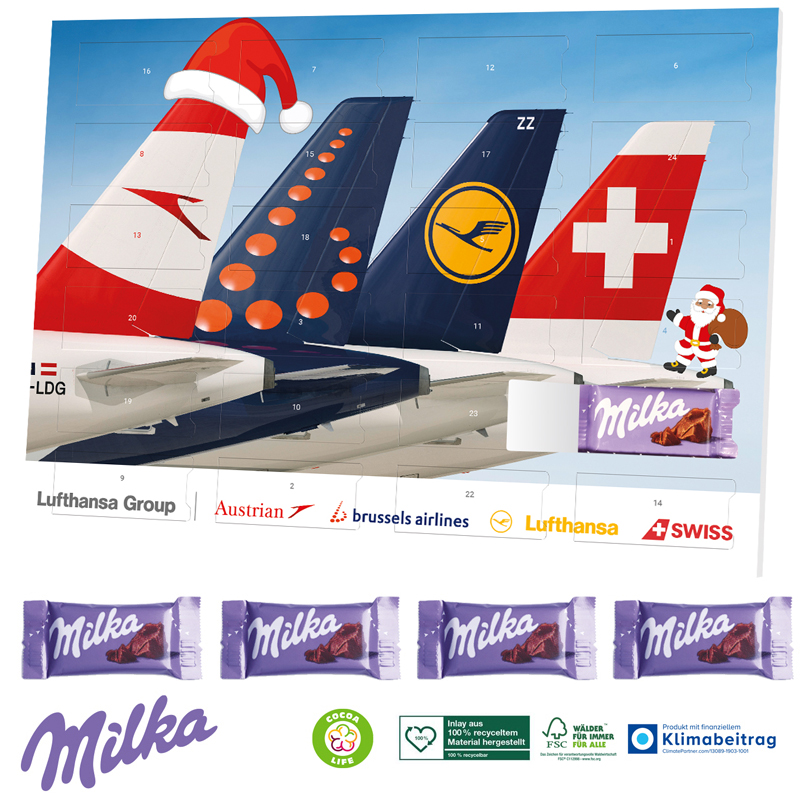 Tisch-Adventskalender mit Milka, inkl. 4-farbigem Druck Tisch-Adventskalender mit Milka, inkl. 4-farbigem Druck