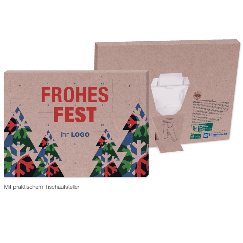 Adventskalender aus Naturkarton Lindt „Gourmet Edition” Organic, inkl. 4-farbigem Druck Adventskalender aus Naturkarton Lindt „Gourmet Edition” Organic, inkl. 4-farbigem Druck