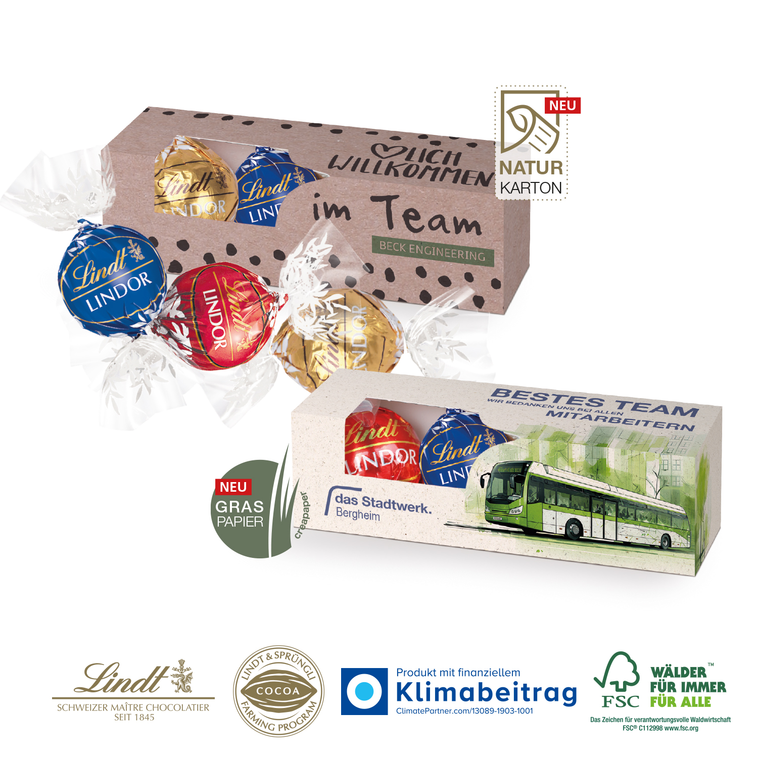 Lindt Lindor Präsent 3er, inkl. 4-farbigem Druck Lindt Lindor Präsent 3er, inkl. 4-farbigem Druck