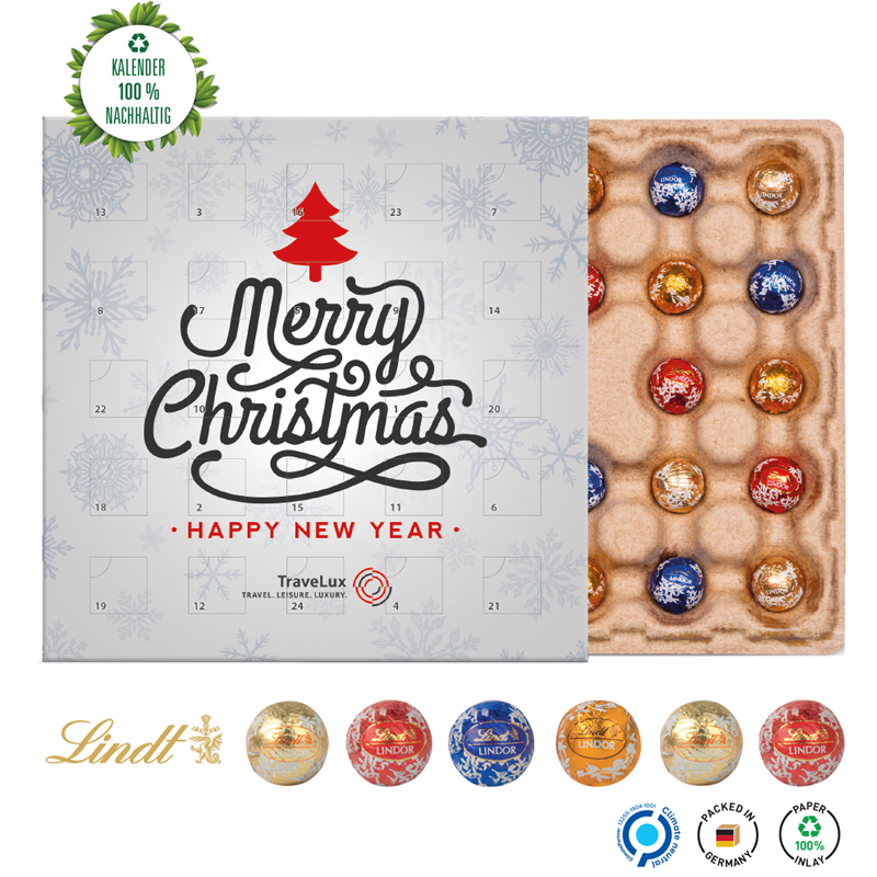 Minikugel Adventskalender Eco 100% Karton inkl. 4-farbigem Druck