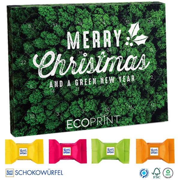 Adventskalender Eco XL mit Ritter SPORT Würfel (komplett aus Papier), inkl. 4-farbigem Druck Adventskalender Eco XL mit Ritter SPORT Würfel (komplett aus Papier), inkl. 4-farbigem Druck