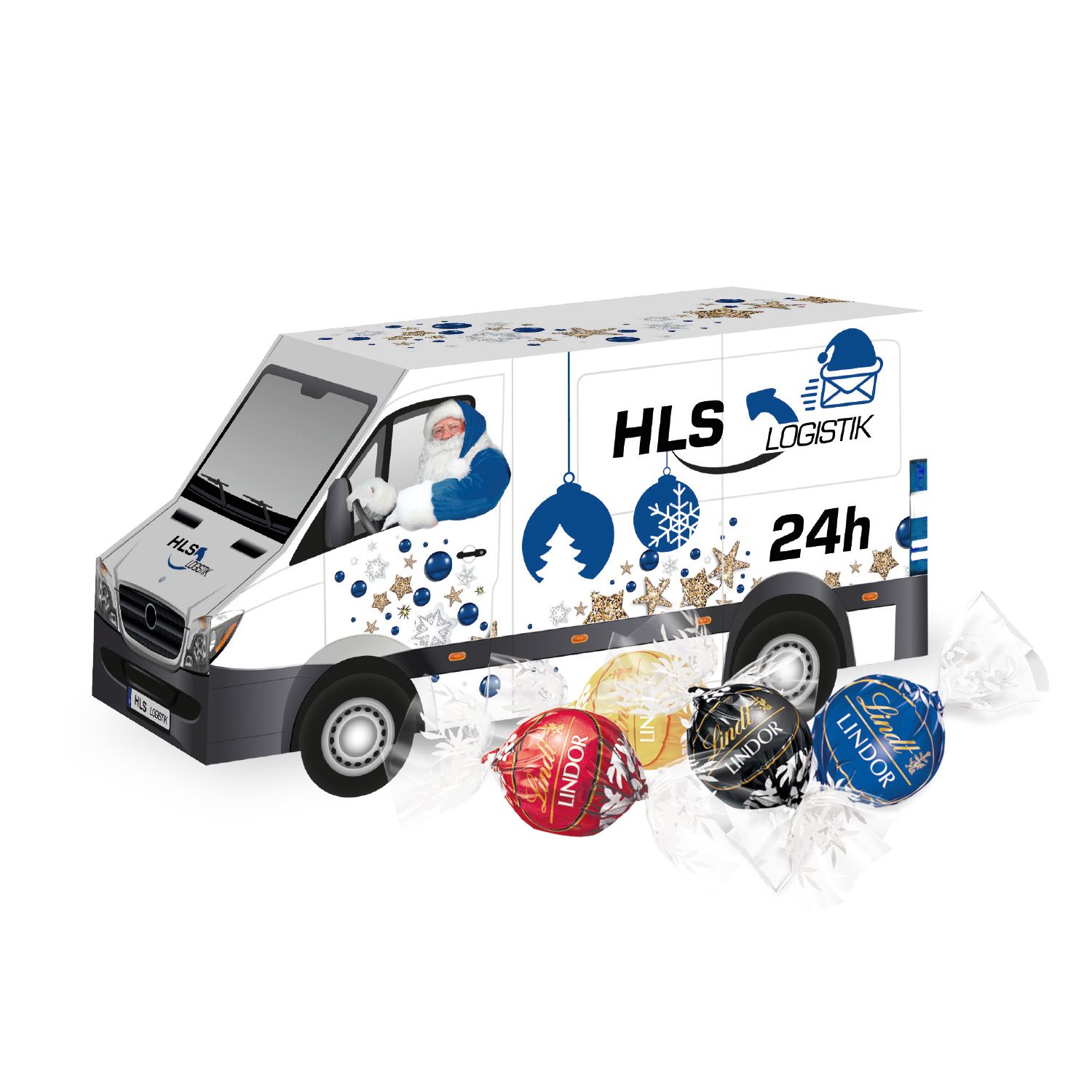 3D Weihnachts Transporter Lindt Lindor Pralinés, inkl. 4-farbigem Druck